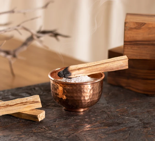 Bol dhupa brule-parfum porte encens cuivre artisanat