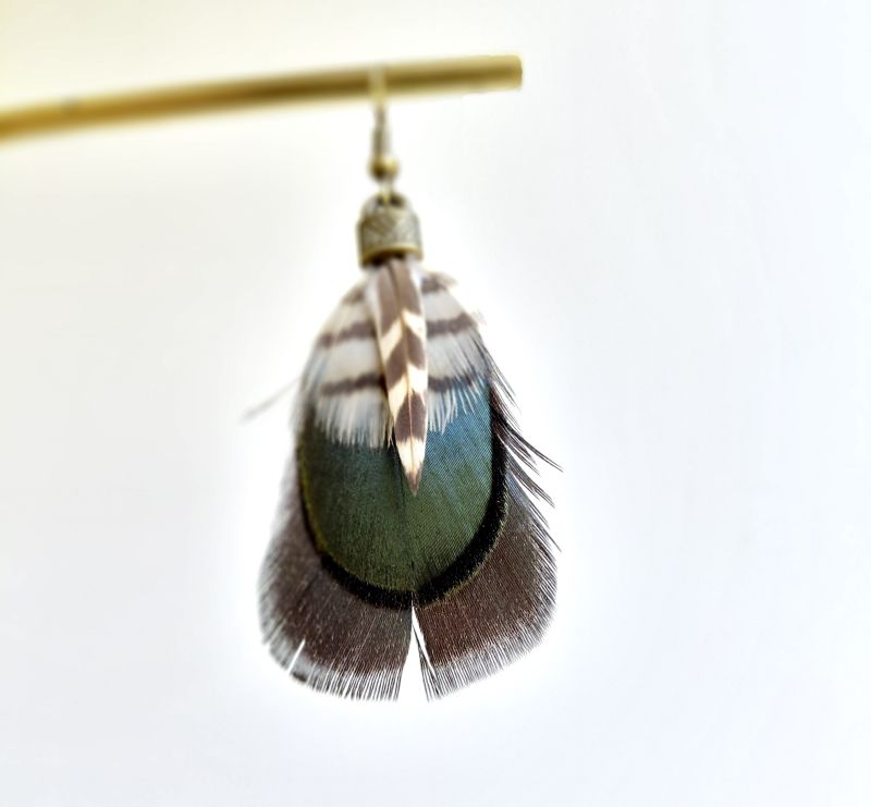 Boucle Chamane Rayée & Bleue Adèle Le Gall Made in France Bretagne