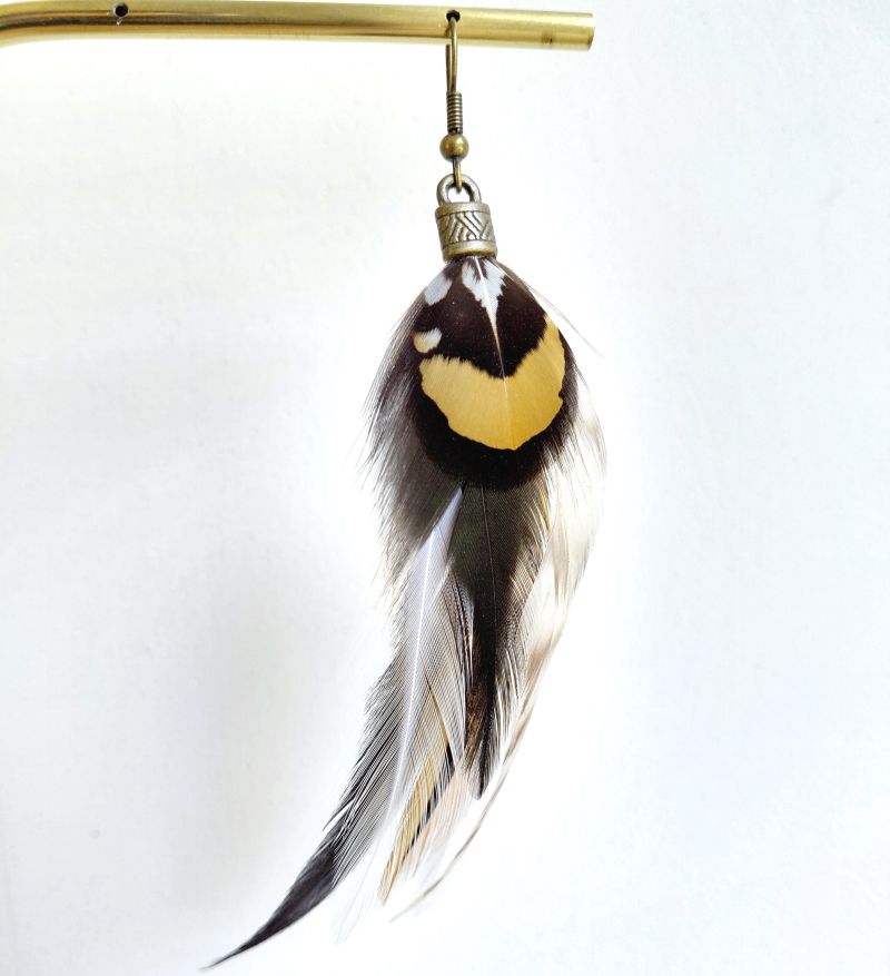 Boucle oreille chamane plumes Adèle Legall Bretagne