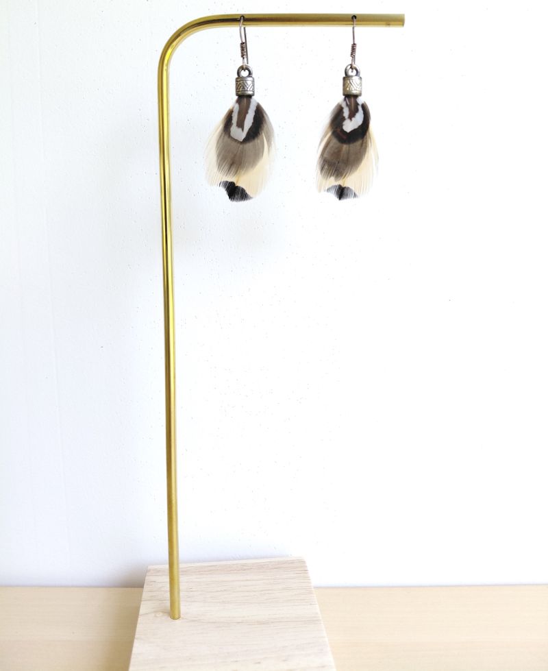 Boucles oreilles plumes petites beiges Adèle Le Gall Made in France Bretagne