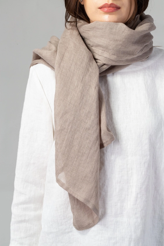 Écharpe Unisexe 100 % lin Beige