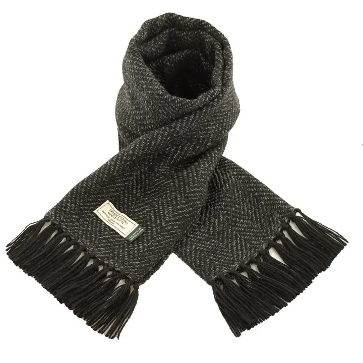 Écharpe noire homme 100% laine Alpaga douce Mucros Weaver Irlande