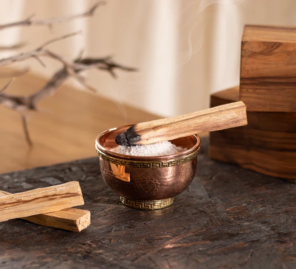 Bol chakras brule-parfum porte encens cuivre artisanat