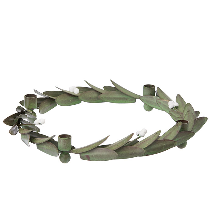 Bougeoir de l'Avent Bungalow Denmark Danemark nordique feuilles métal Vert Blanc