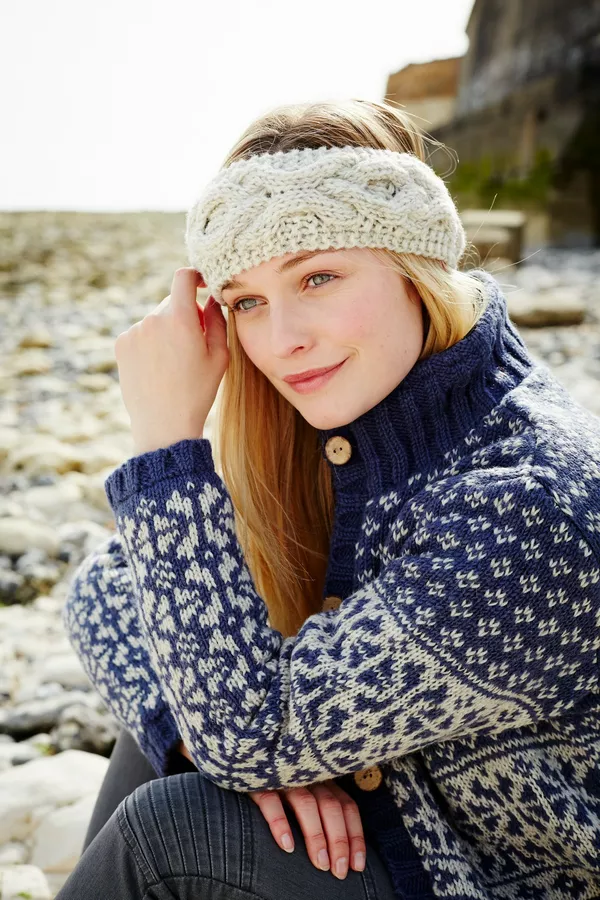 Bandeau laine Chamonix femme Pachamama crème éthique solidaire équitable