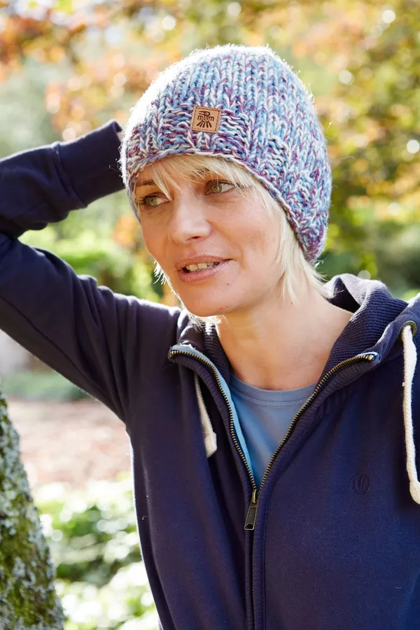 Bonnet femme laine Pachamama Violet Equitable Népal
