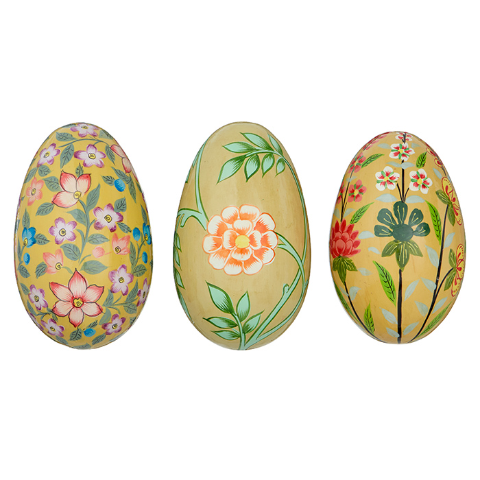 Déco Oeufs de Pâques peints à la main. Artisanal. De la marque Bungalow Denmark. Motifs floraux et oiseaux