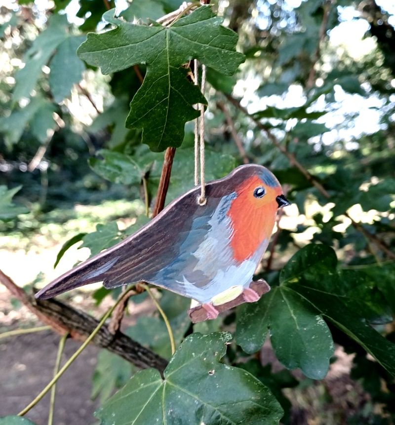 Rouge-gorge Suspension Bois Claire Launay La vie rêvée des oiseaux