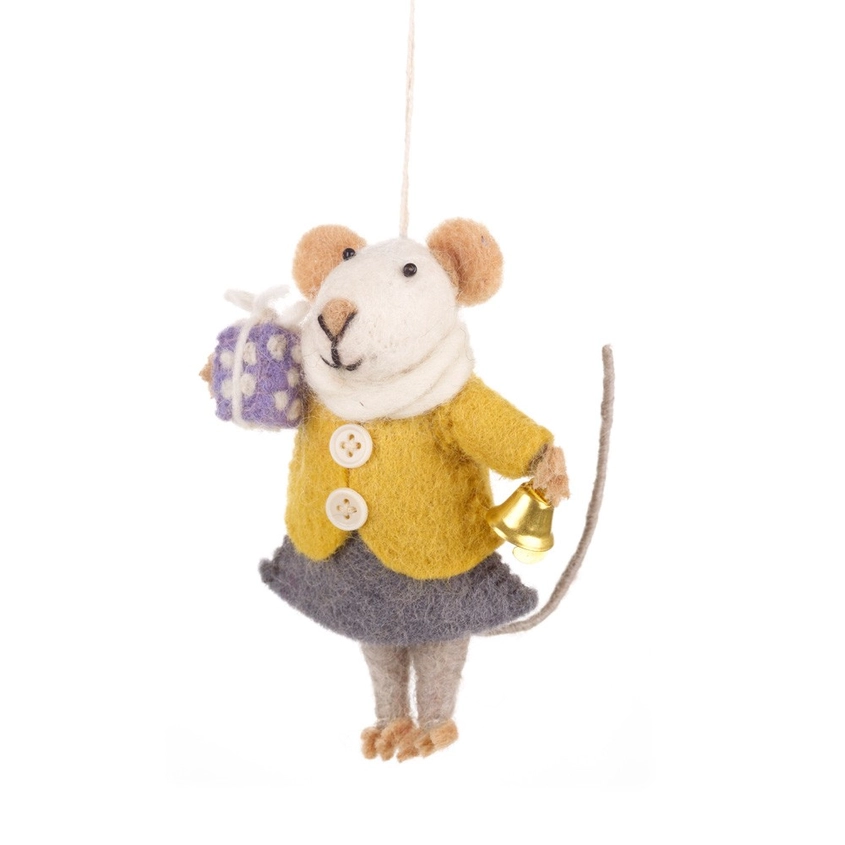 Déco Souris Noël 100% laine Broderie Felt So Good Népal Artisanat Ethique Solidaire