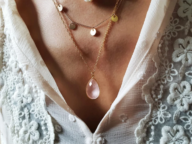 Collier Danaé Quartz Rose Manon Lelarge Nantes Rezé Myo Jewel