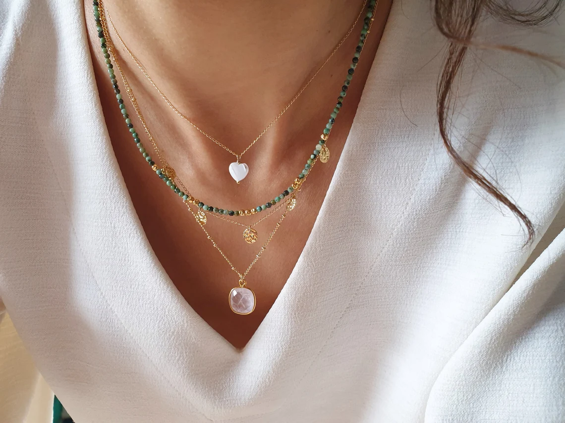 Collier coeur nacre or coline Myo Jewel Nantes bijoux eco responsables