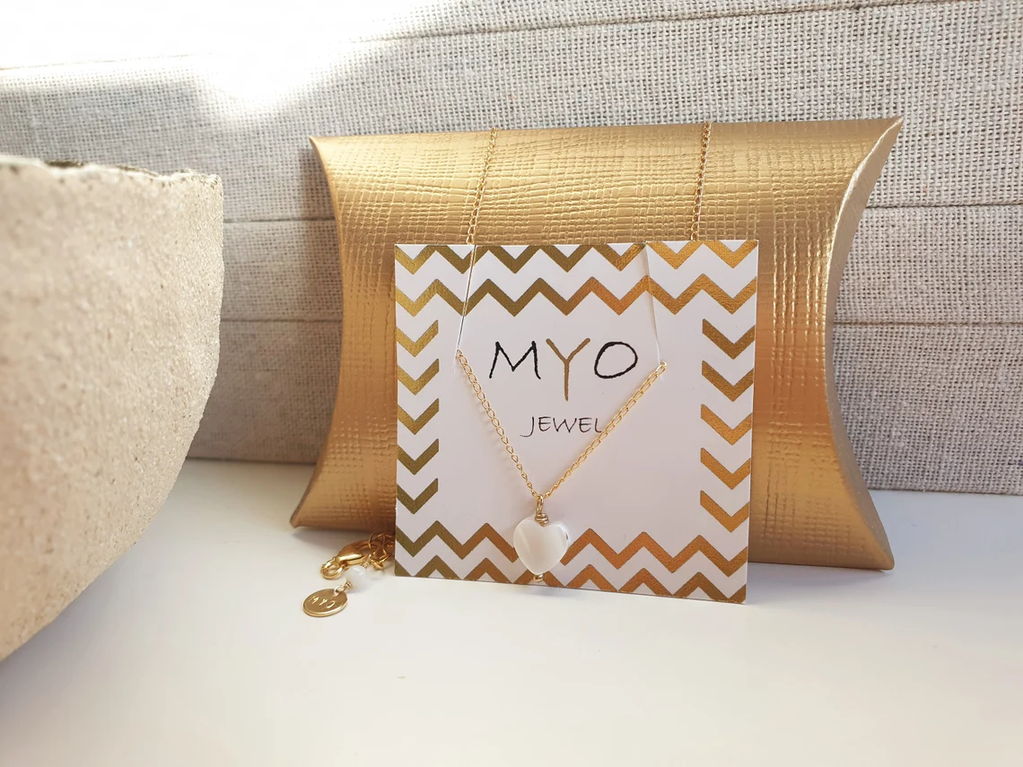 Collier coeur nacre or coline Myo Jewel Nantes bijoux eco responsables