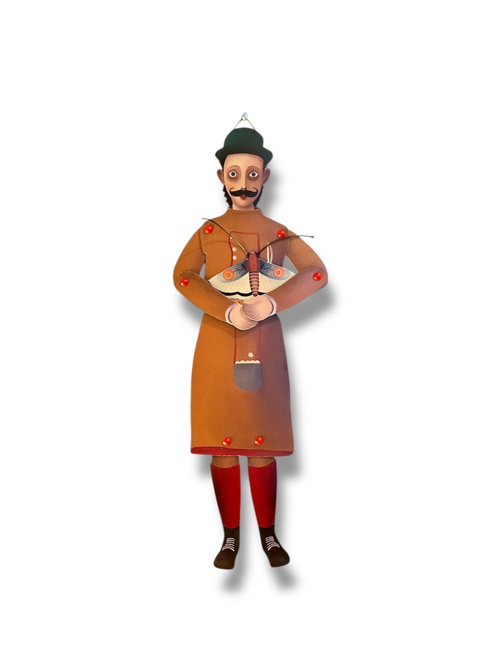 le lépidoptérologue Poupée articulée en papier La Souris bleue Artisanal Déco Italie Francesca Miele