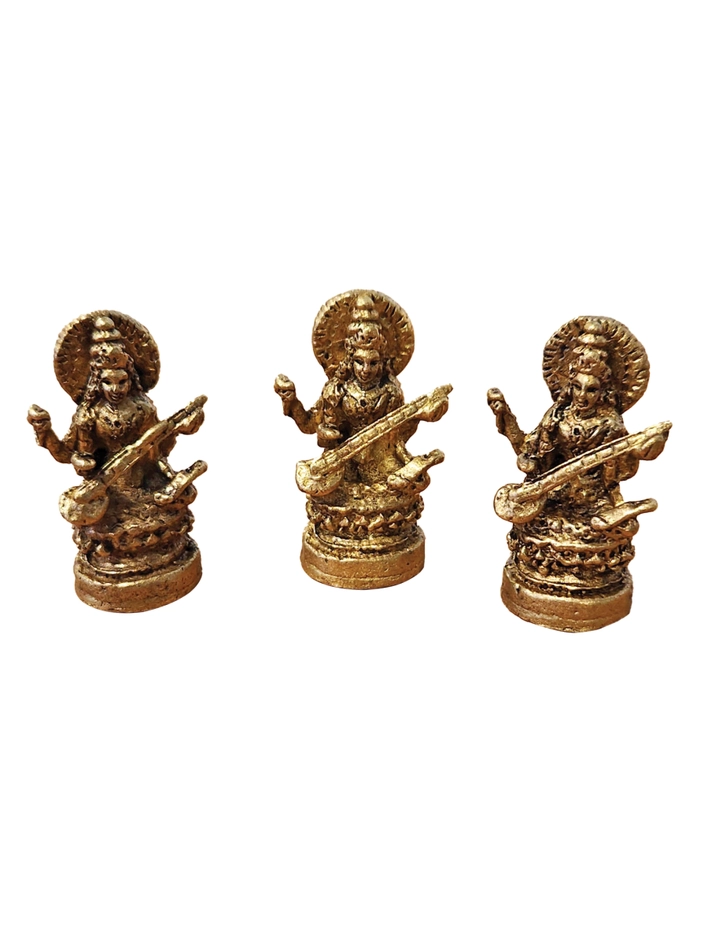 Mini-statue de poche en laiton Saraswati Népal Tibet