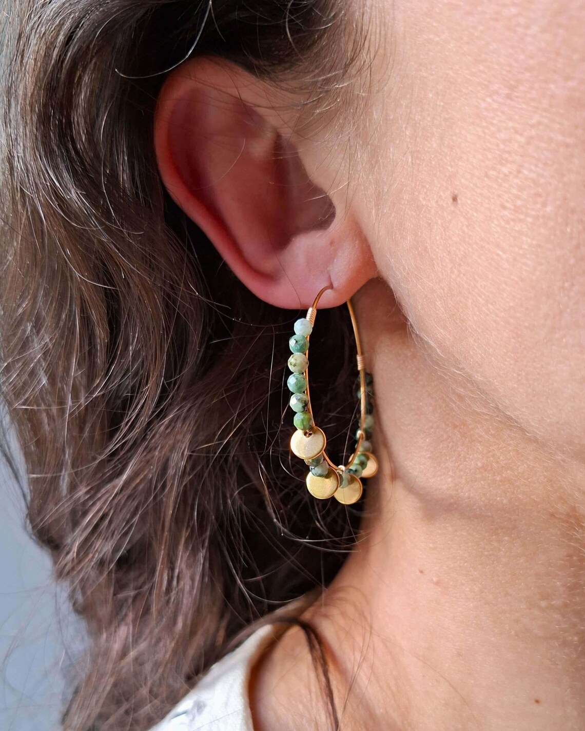 Boucle oreille creoles poppy or tourmaline myo jewel Made in France