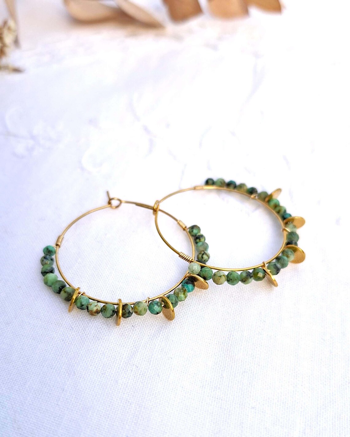 Boucle oreille creoles poppy or tourmaline myo jewel Made in France