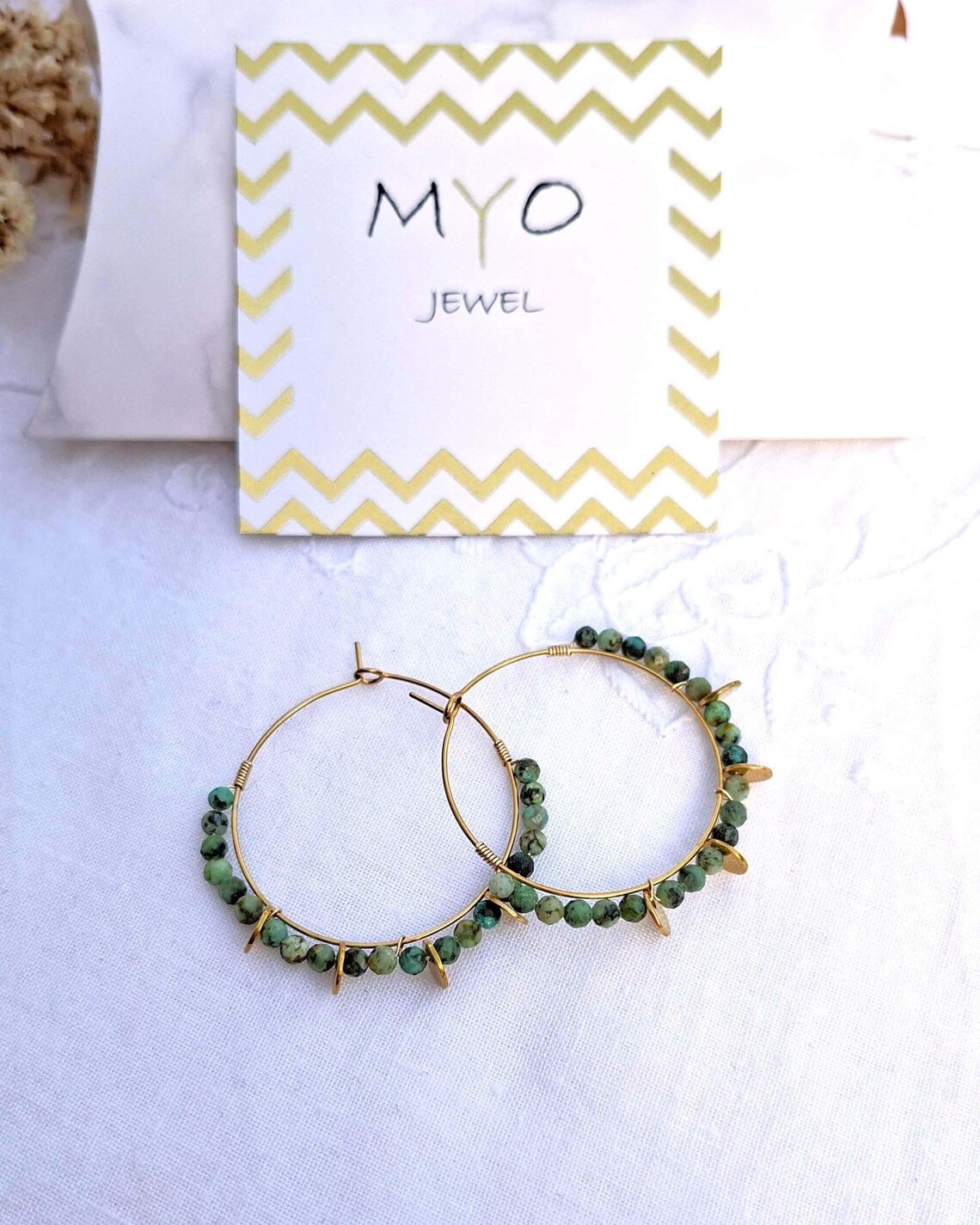Boucle oreille creoles poppy or tourmaline myo jewel Made in France