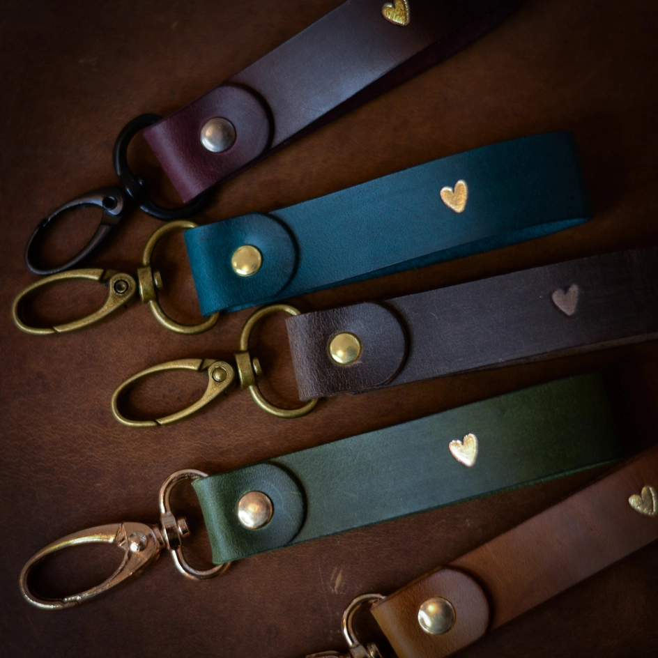 Porte-clés Coeur en cuir Vert Lotte's papery