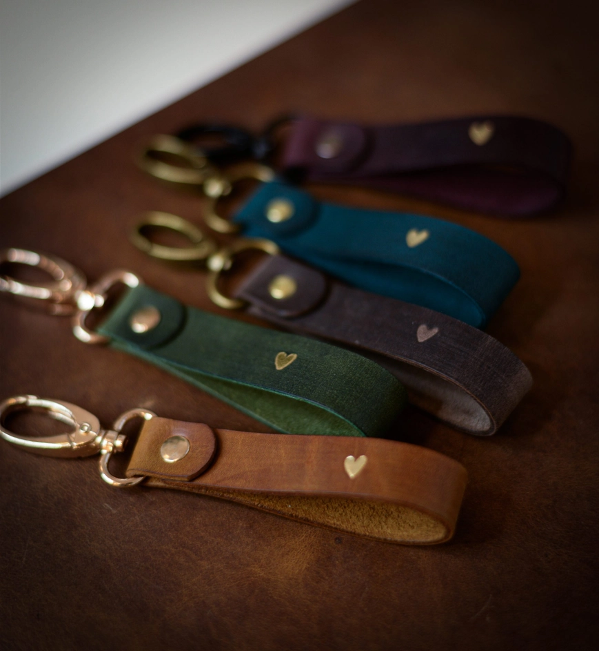 Porte-clés Coeur en cuir Vert Lotte's papery