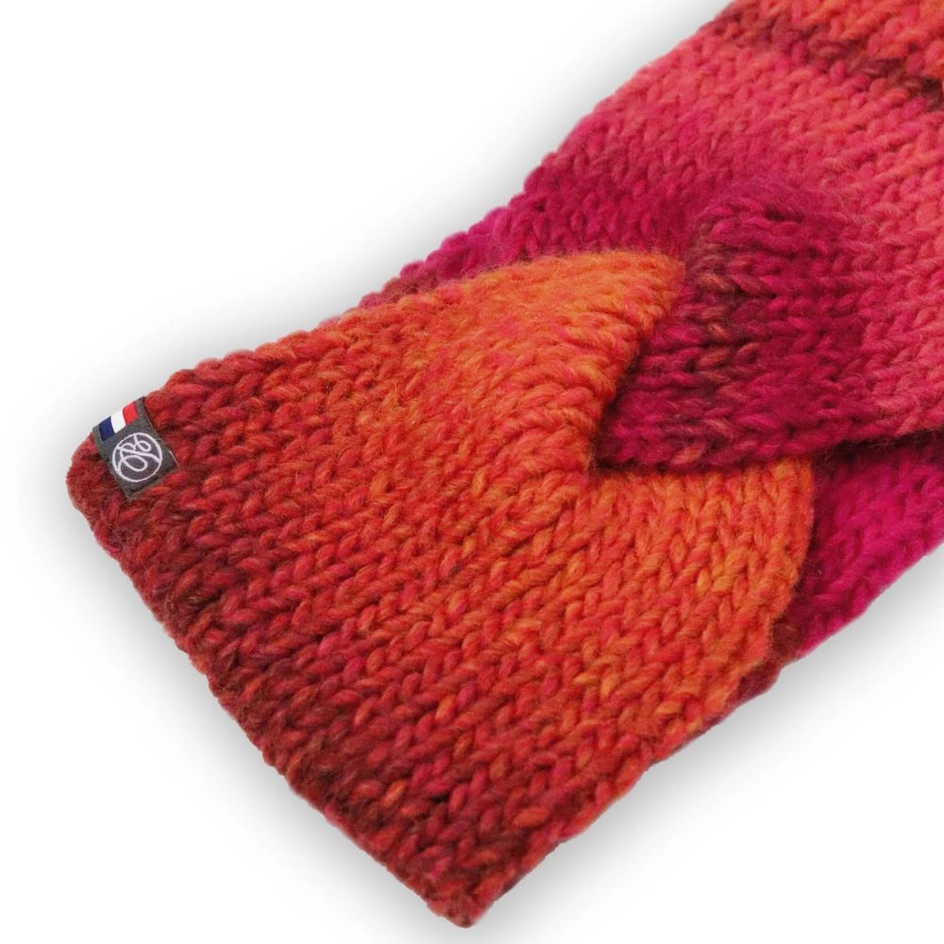Bandeau laine femme multicolore rose orange laine Made in France Maison Bonnefoy Auvergne