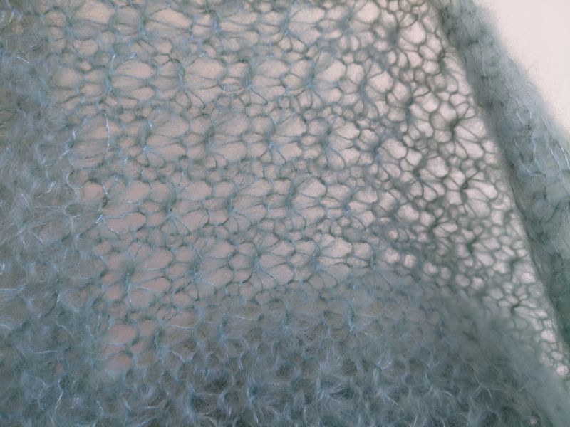 Snood Double Clair Turquoise Mohair Soie Piemont Pyreneen Made in France