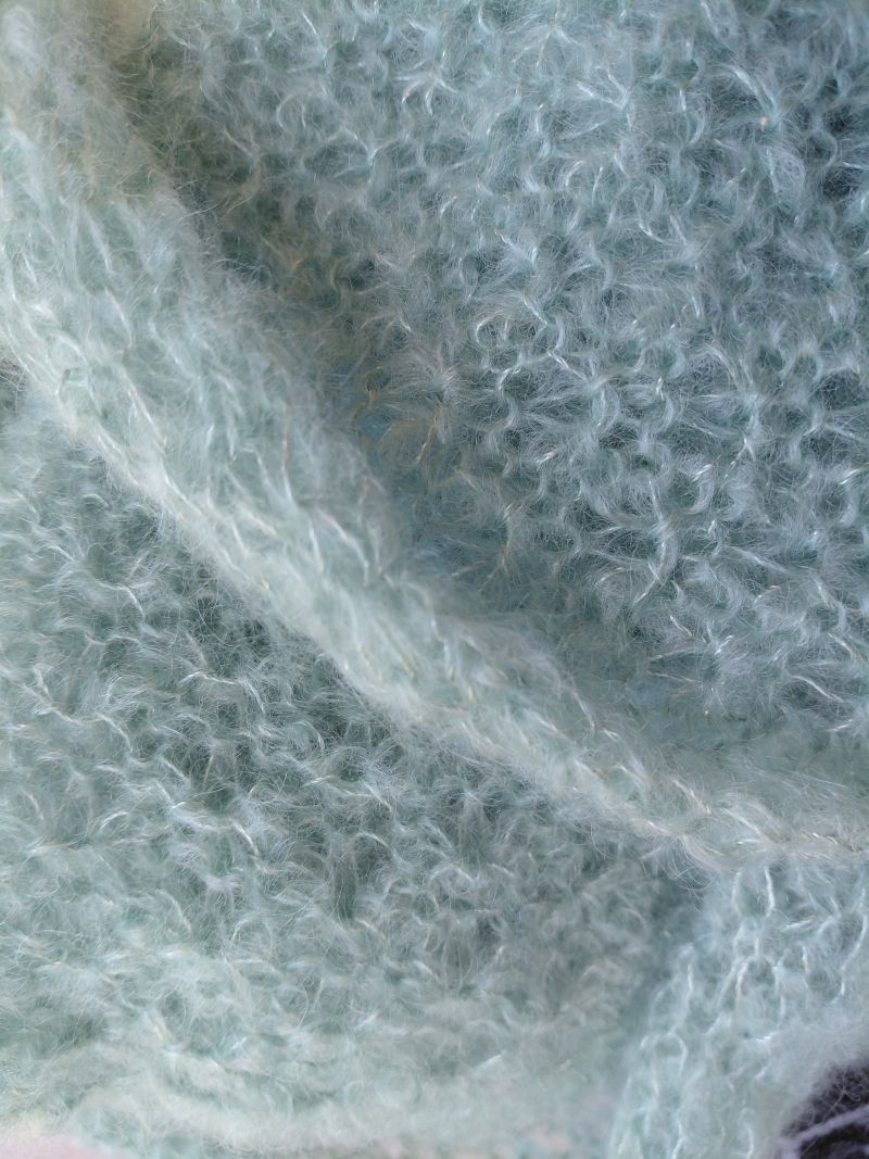 Snood Double Clair Turquoise Mohair Soie Piemont Pyreneen Made in France