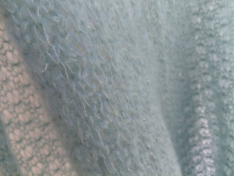 Snood Double Clair Turquoise Mohair Soie Piemont Pyreneen Made in France