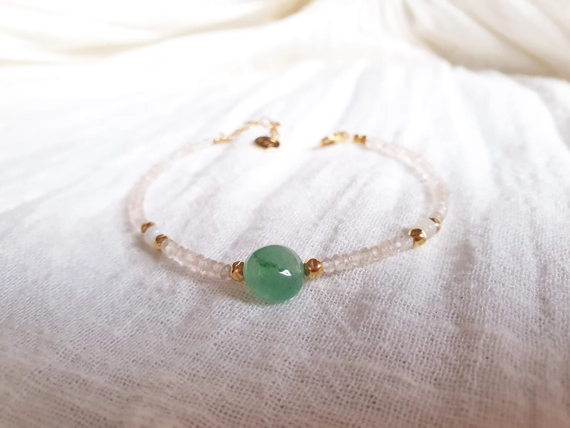 Bracelet PIVOINE Myo Jewel Aventurine Quartz rose Nacre Made in France Nantes