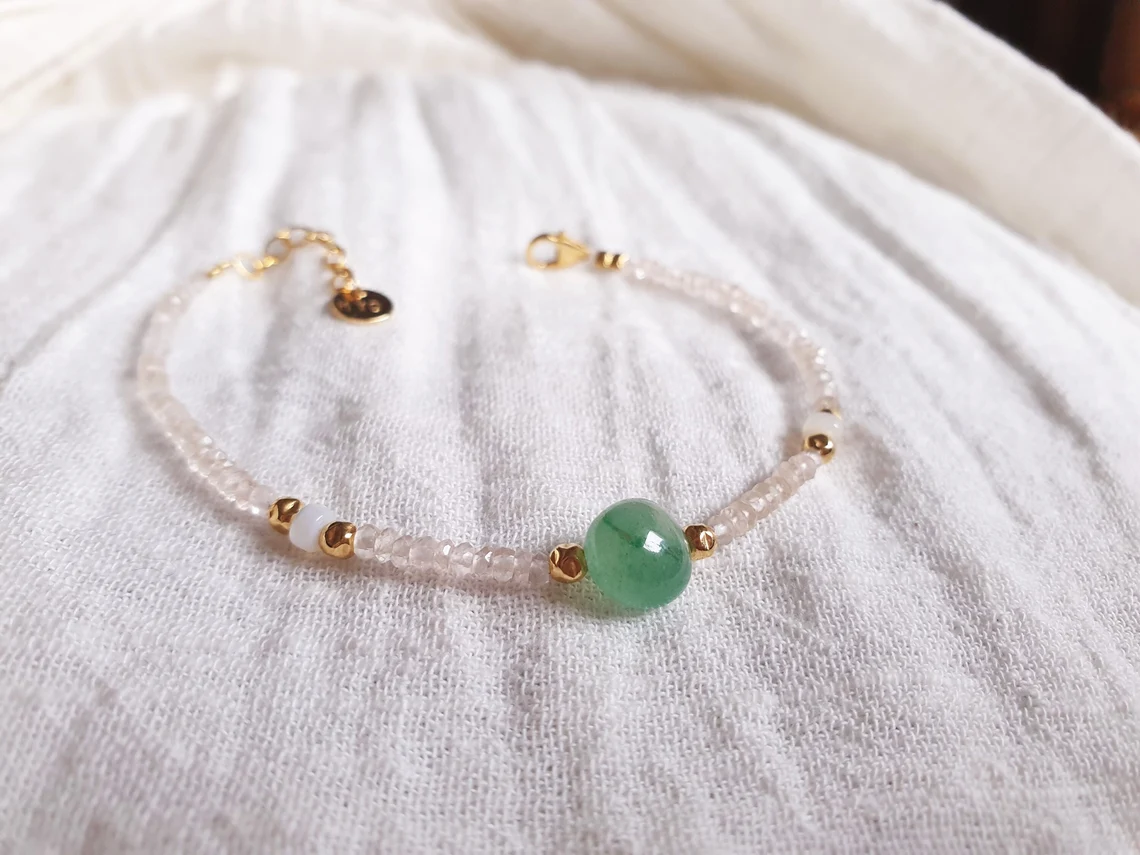 Bracelet PIVOINE Myo Jewel Aventurine Quartz rose Nacre Made in France Nantes