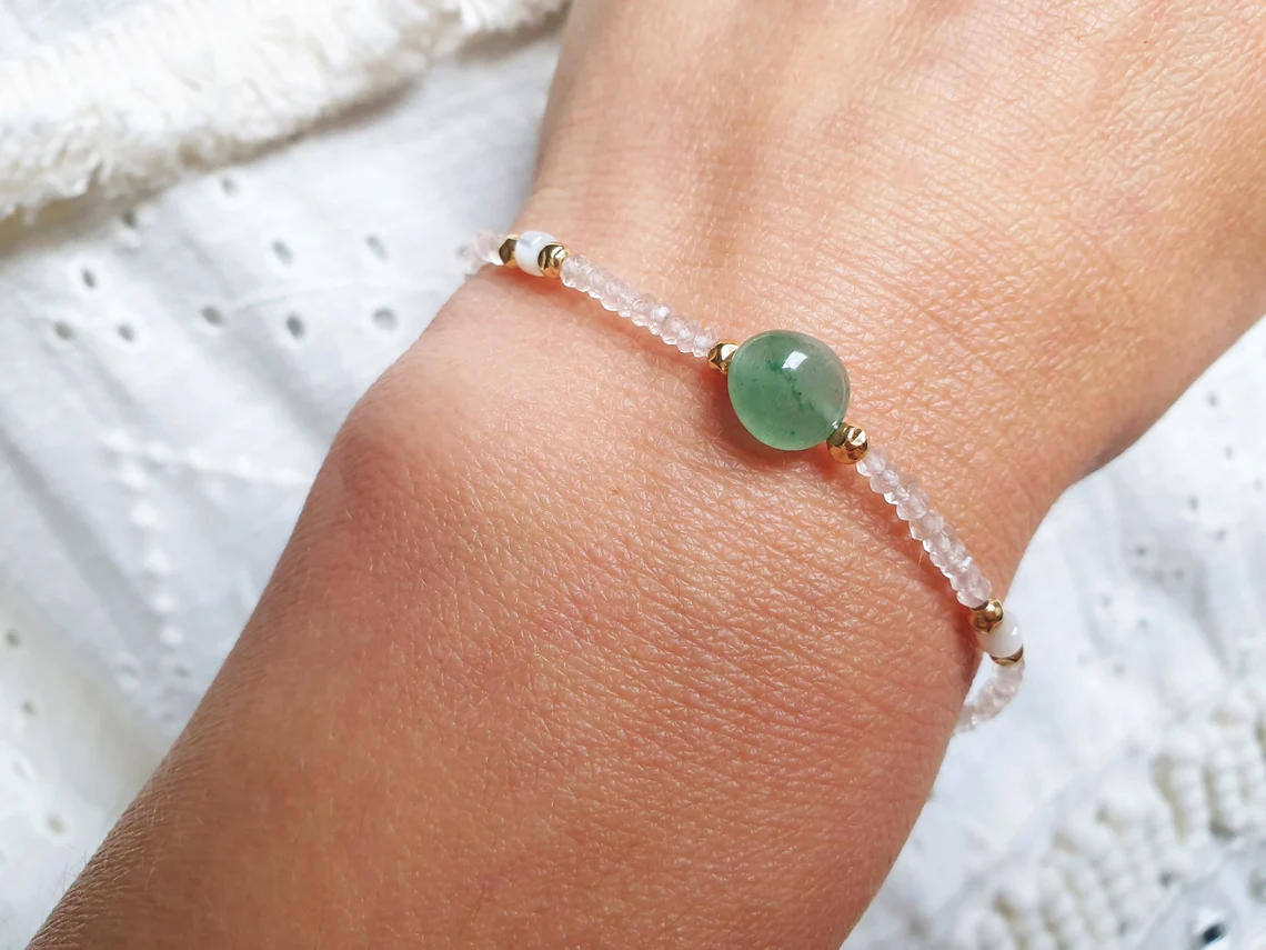 Bracelet PIVOINE Myo Jewel Aventurine Quartz rose Nacre Made in France Nantes
