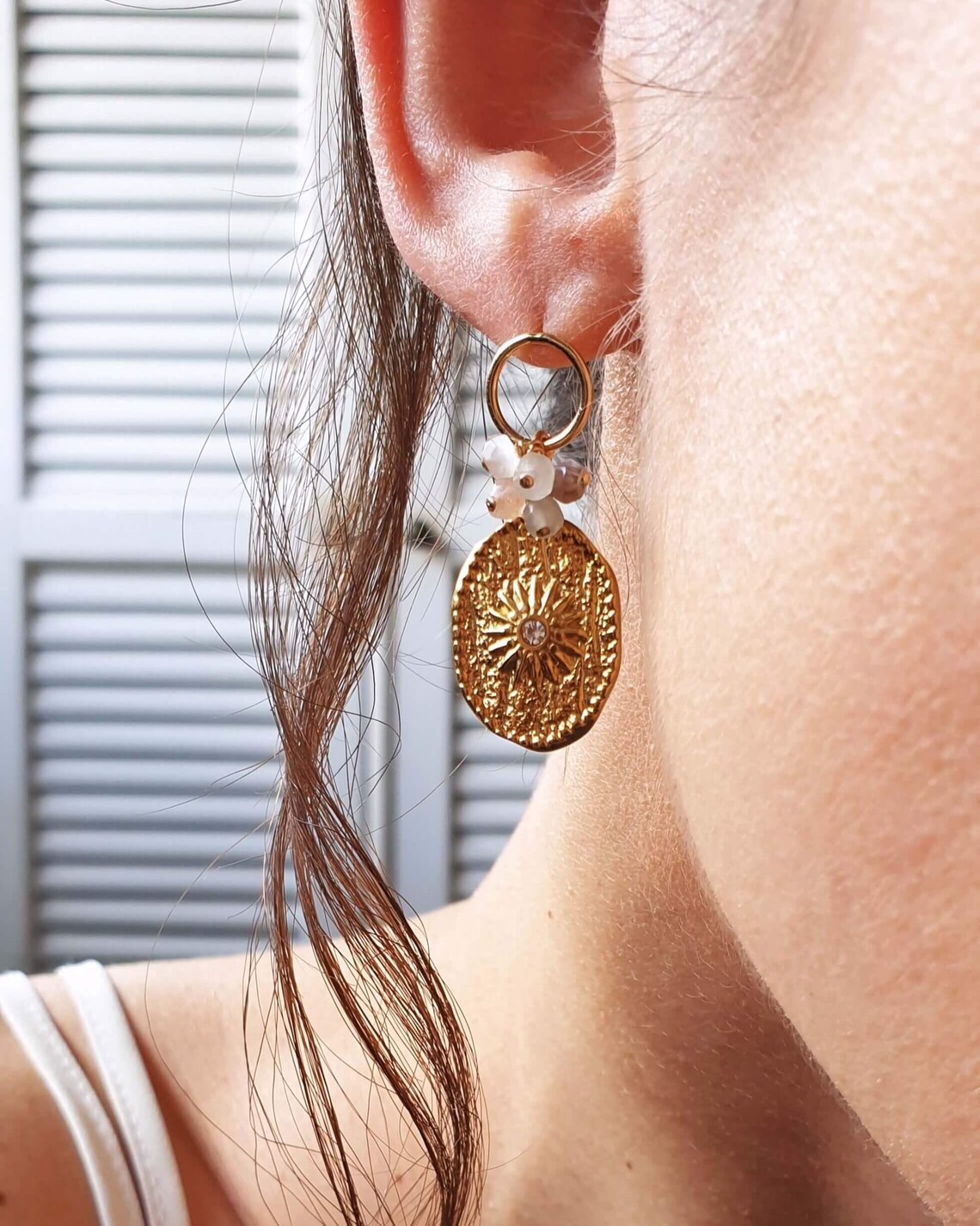 Boucles d'oreilles Telline Pierre de Lune Myo Jewel Made in France Nantes