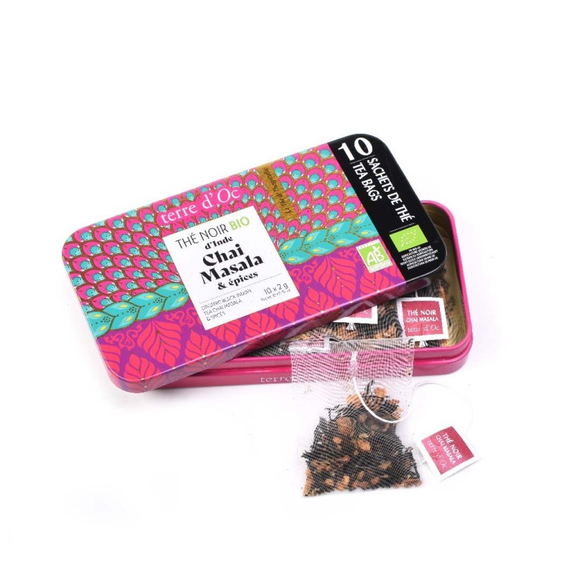 Thé noir bio Chai Masala boite nomade Terre d'Oc Made in France